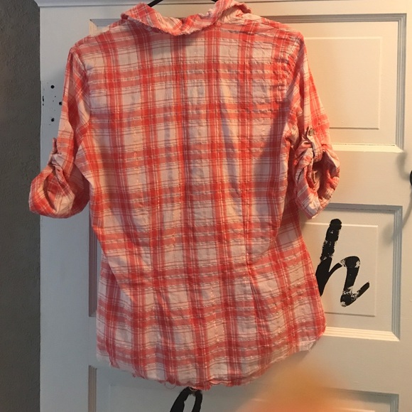 Pink plaid blouse, button-up - Picture 2 of 2
